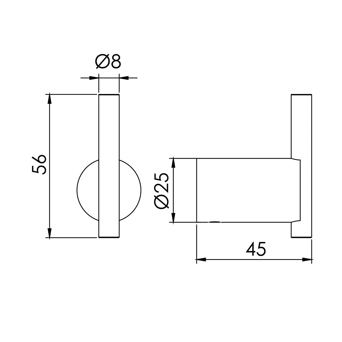Medidas · Colgador individual de baño Veritas — Casa Buades